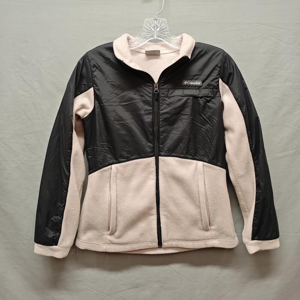 Columbia Jacket Youth Large Pink Black Fleece Hybrid Nylon Full Zip WG1441